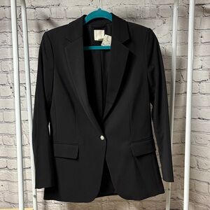 Classic Black Women's Blazer - Tailored Single-Button Jacket